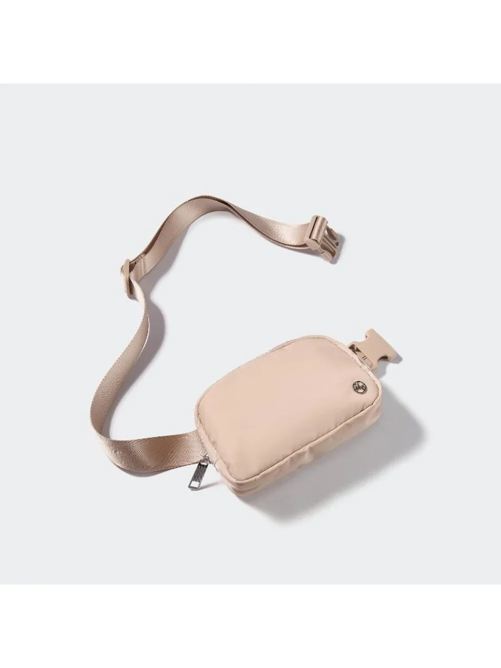 Men's Raw Linen Beige Crossbody Belt Bag Wide Zipper Adjustable Strap 3-Pockets